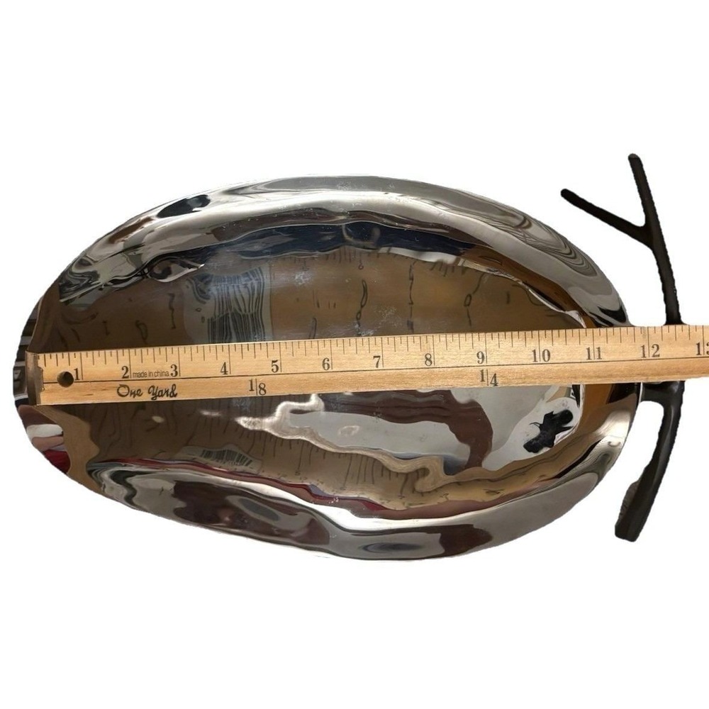 Michael Aram Bronzed Botanical Pod Modern Fruit Bowl Stainless Steel Silver - Picture 7 of 10